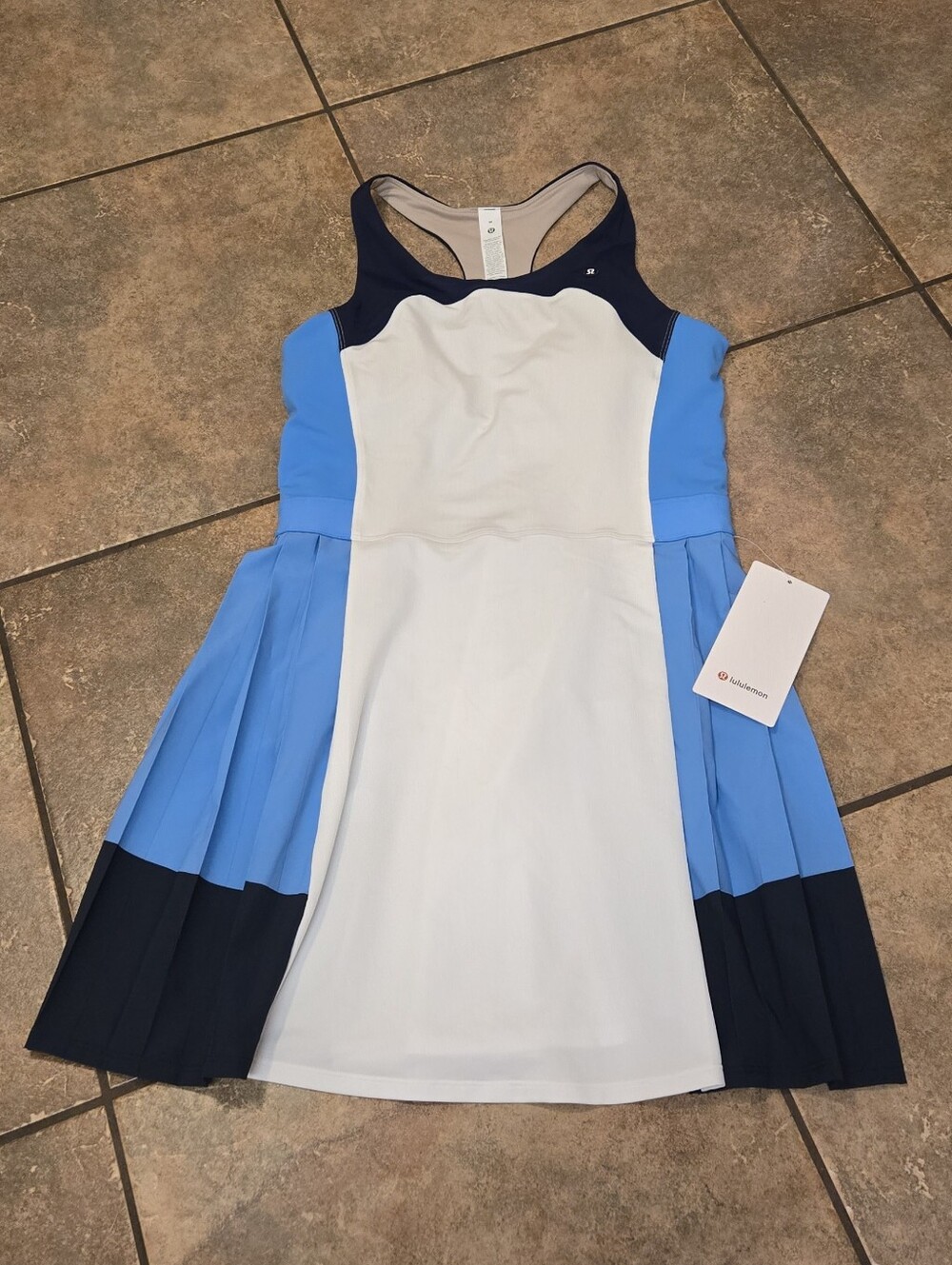 Lululemon Court Champ Racerback Tennis Dress Blue White NWT M $148